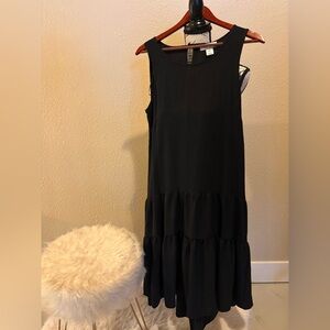 Nicole Miller Black Tiered Midi Dress